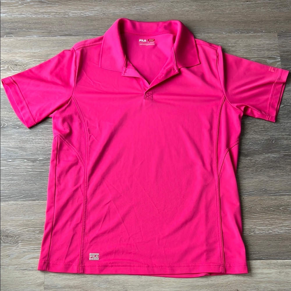 FILA Sport Golf Men’s Size Large Bright Pink Polo Shirt
